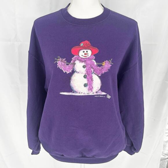Vintage Fancy Snowman Pullover Sweater Size M - Picture 2 of 5